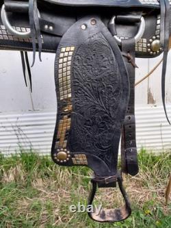 Vintage Western Silver Show Parade Saddle Doule Rigging 15 Simco Fair Condition
