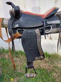 Vintage Western Silver Show Parade Saddle Doule Rigging 15 Simco Fair Condition