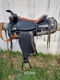 Vintage Western Silver Show Parade Saddle Doule Rigging 15 Simco Fair Condition