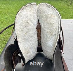 Vintage Western Slick Seat Cowboy Saddle 14.5 Inch Pleasure Trail Horse Leather