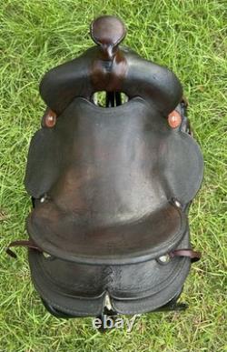 Vintage Western Slick Seat Cowboy Saddle 14.5 Inch Pleasure Trail Horse Leather