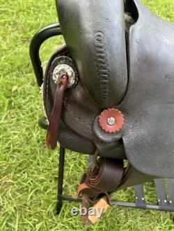 Vintage Western Slick Seat Cowboy Saddle 14.5 Inch Pleasure Trail Horse Leather