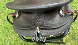 Vintage Western Slick Seat Cowboy Saddle 14.5 Inch Pleasure Trail Horse Leather