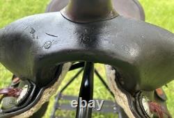 Vintage Western Slick Seat Cowboy Saddle 14.5 Inch Pleasure Trail Horse Leather