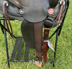 Vintage Western Slick Seat Cowboy Saddle 14.5 Inch Pleasure Trail Horse Leather