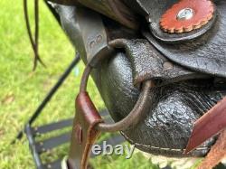 Vintage Western Slick Seat Cowboy Saddle 14.5 Inch Pleasure Trail Horse Leather