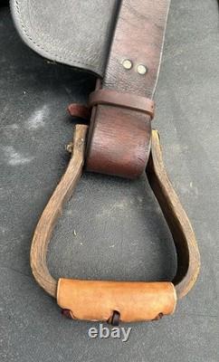 Vintage Western Slick Seat Cowboy Saddle 14.5 Inch Pleasure Trail Horse Leather