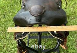 Vintage Western Slick Seat Cowboy Saddle 14.5 Inch Pleasure Trail Horse Leather