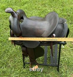 Vintage Western Slick Seat Cowboy Saddle 14.5 Inch Pleasure Trail Horse Leather