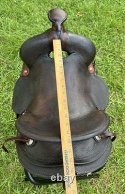 Vintage Western Slick Seat Cowboy Saddle 14.5 Inch Pleasure Trail Horse Leather