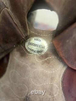 Vintage Western Star Saddle Shop Riding Saddle With Leather Carrying Bags #1444