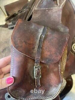 Vintage Western Star Saddle Shop Riding Saddle With Leather Carrying Bags #1444