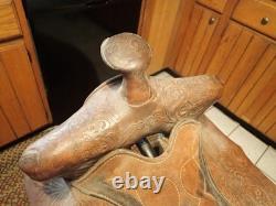 Vintage Western Tooled Leather Horse Saddle 15 seat size