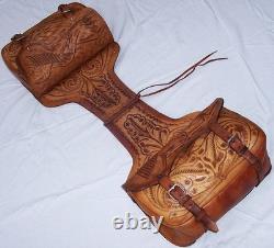 Vintage Western Tooled Leather Saddle Bags Horse Tack Made in Mexico Impressive