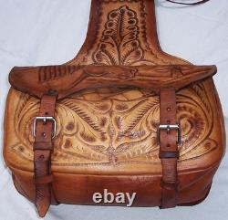 Vintage Western Tooled Leather Saddle Bags Horse Tack Made in Mexico Impressive