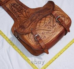Vintage Western Tooled Leather Saddle Bags Horse Tack Made in Mexico Impressive