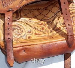 Vintage Western Tooled Leather Saddle Bags Horse Tack Made in Mexico Impressive