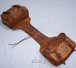 Vintage Western Tooled Leather Saddle Bags Horse Tack Made in Mexico Impressive