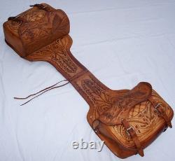 Vintage Western Tooled Leather Saddle Bags Horse Tack Made in Mexico Impressive