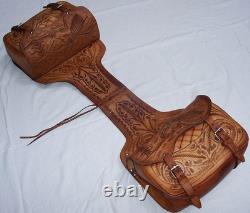 Vintage Western Tooled Leather Saddle Bags Horse Tack Made in Mexico Impressive