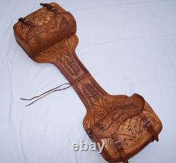 Vintage Western Tooled Leather Saddle Bags Horse Tack Made in Mexico Impressive