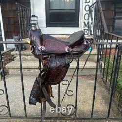 Vintage Youth Kids 12-13 Western Tooled Leather Ranch Riding Saddle Horse Pony