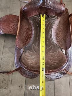 Vintage Youth Kids 12-13 Western Tooled Leather Ranch Riding Saddle Horse Pony