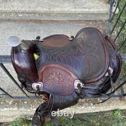 Vintage Youth Kids 12-13 Western Tooled Leather Ranch Riding Saddle Horse Pony