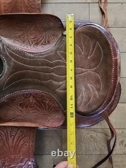 Vintage Youth Kids 12-13 Western Tooled Leather Ranch Riding Saddle Horse Pony