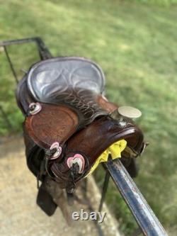 Vintage Youth Kids 12-13 Western Tooled Leather Ranch Riding Saddle Horse Pony