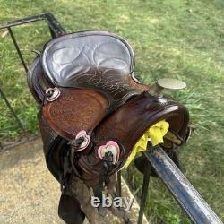 Vintage Youth Kids 12-13 Western Tooled Leather Ranch Riding Saddle Horse Pony