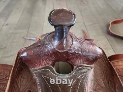 Vintage Youth Kids 12-13 Western Tooled Leather Ranch Riding Saddle Horse Pony
