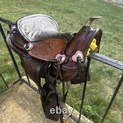 Vintage Youth Kids 12-13 Western Tooled Leather Ranch Riding Saddle Horse Pony