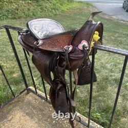 Vintage Youth Kids 12-13 Western Tooled Leather Ranch Riding Saddle Horse Pony