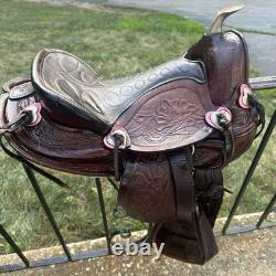 Vintage Youth Kids 12-13 Western Tooled Leather Ranch Riding Saddle Horse Pony