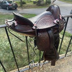 Vintage Youth Kids 12-13 Western Tooled Leather Ranch Riding Saddle Horse Pony
