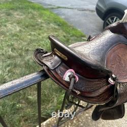 Vintage Youth Kids 12-13 Western Tooled Leather Ranch Riding Saddle Horse Pony