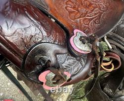 Vintage Youth Kids 12-13 Western Tooled Leather Ranch Riding Saddle Horse Pony