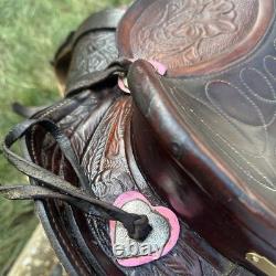 Vintage Youth Kids 12-13 Western Tooled Leather Ranch Riding Saddle Horse Pony