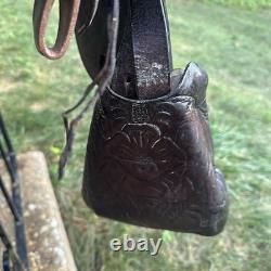 Vintage Youth Kids 12-13 Western Tooled Leather Ranch Riding Saddle Horse Pony