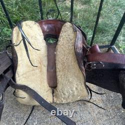 Vintage Youth Kids 12-13 Western Tooled Leather Ranch Riding Saddle Horse Pony