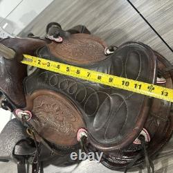 Vintage Youth Kids 12-13 Western Tooled Leather Ranch Riding Saddle Horse Pony