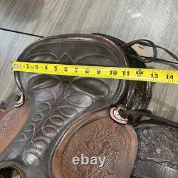 Vintage Youth Kids 12-13 Western Tooled Leather Ranch Riding Saddle Horse Pony