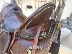 Vintage Youth Western Hand Tooled Leather Roping Riding Show Horse Pony Saddle