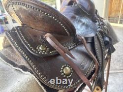 Vintage Youth Western Hand Tooled Leather Roping Riding Show Horse Pony Saddle