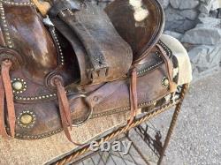 Vintage Youth Western Hand Tooled Leather Roping Riding Show Horse Pony Saddle