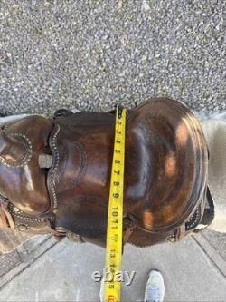 Vintage Youth Western Hand Tooled Leather Roping Riding Show Horse Pony Saddle