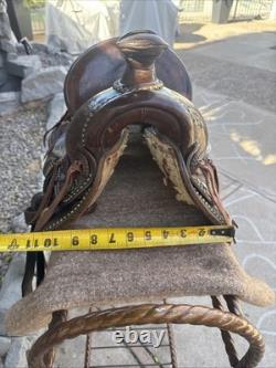 Vintage Youth Western Hand Tooled Leather Roping Riding Show Horse Pony Saddle