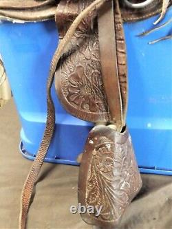 Vintage Youth Western Saddle, Beautiful Tooled Leather & Hooded Stirrups, 16