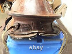 Vintage Youth Western Saddle, Beautiful Tooled Leather & Hooded Stirrups, 16